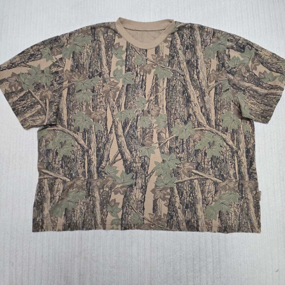 Vintage Trebark Camo Shirt Mens 3XL Brown All Over Tree Bark Hunting Tee